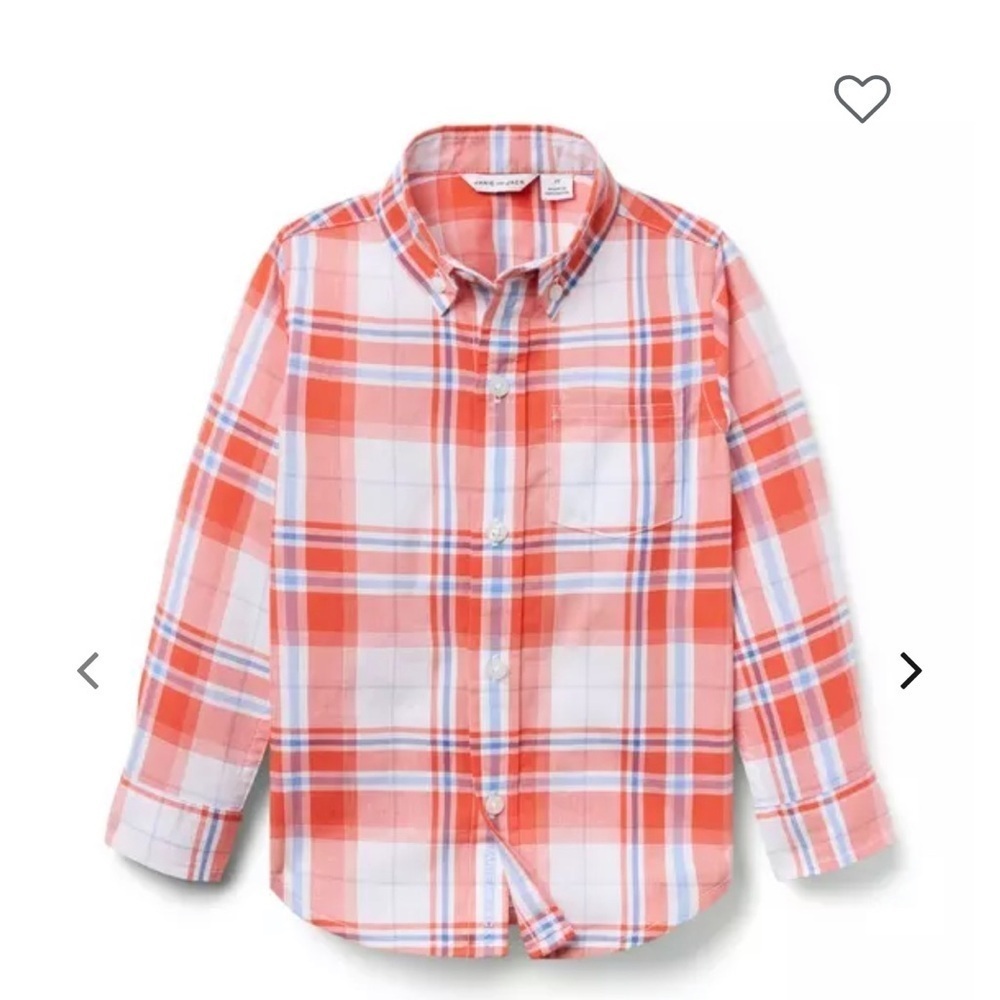 Plaid Kids Shirt in Red and White by Janie and Jack. NWT